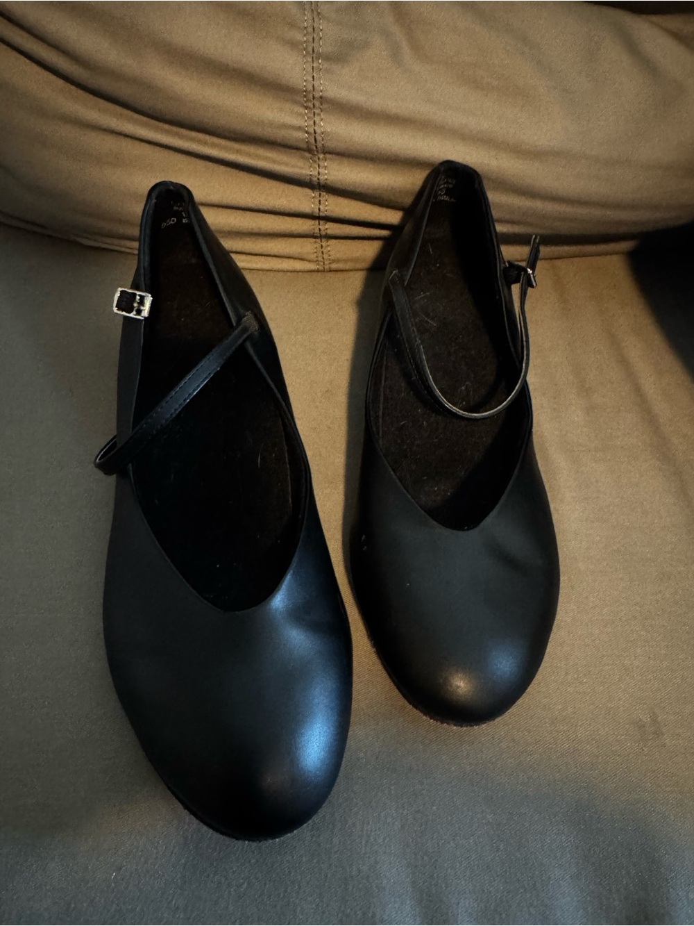 Women’s Black Leather Character Shoes with Ankle Strap